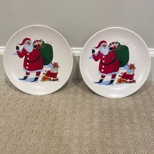 7.5” Stoneware Santa Appetizer Plate Red/White - Threshold